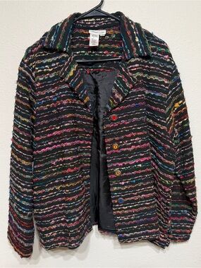 Vintage 90s Coldwater Creek Black Multicolor Striped Jacket